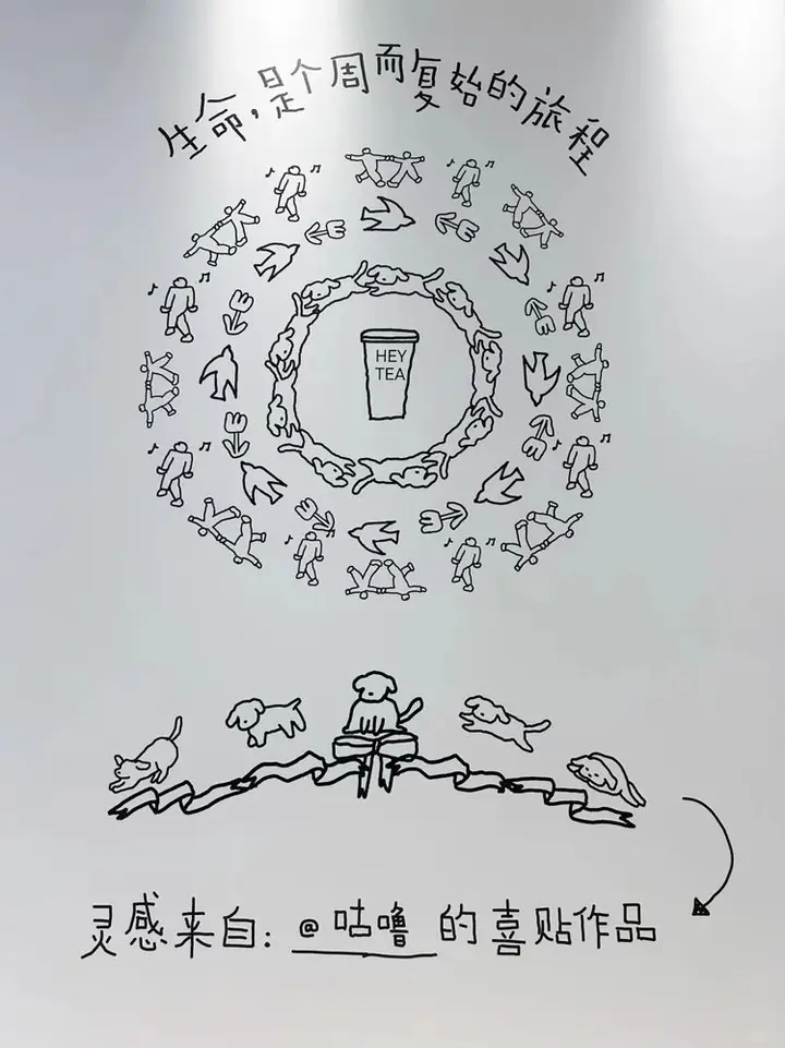 喜茶把围挡做成喜帖画展？