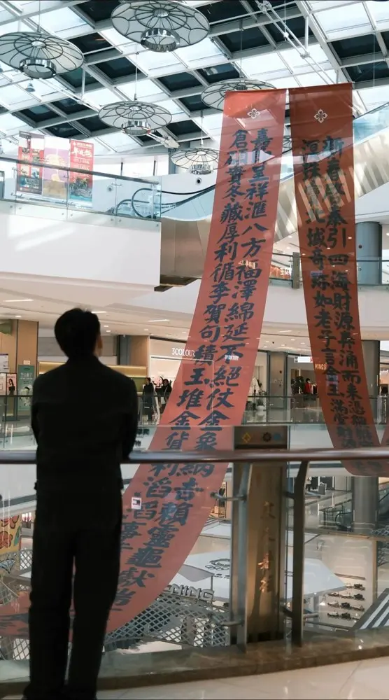 西溪印象城请艺术家在商场里拉个「大」的
