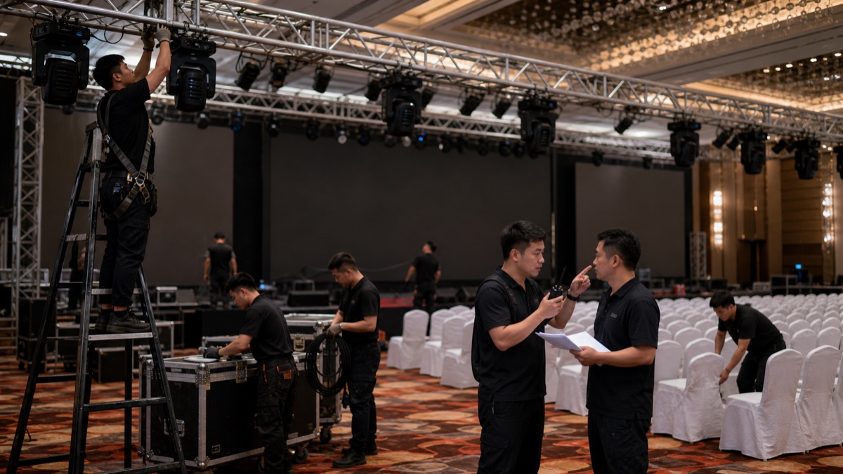 活动执行团队正在准备会场